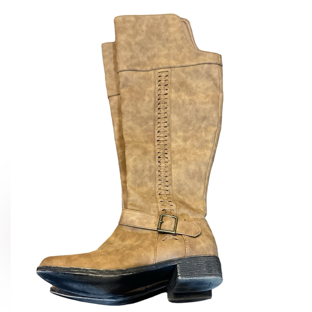 Ellison Winter Block over the knee boots knee high boots camel color‎ 7Wide